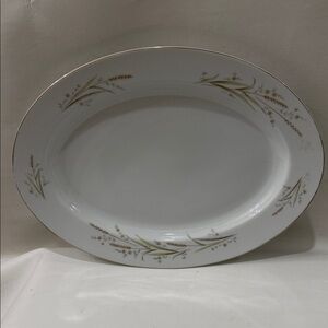 Golden Harvest Japan Fine China White  Gold Floral Oval Serving Platter 14X10.5